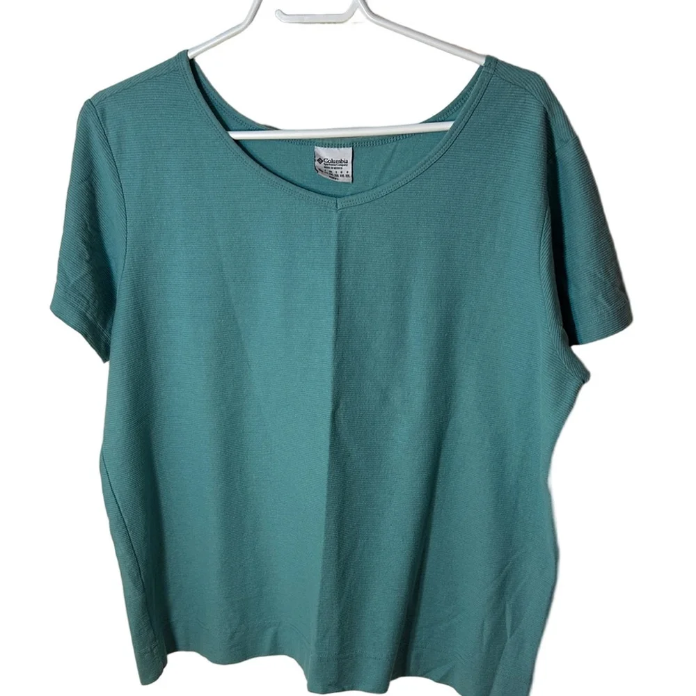 Columbia blue short sleeve cotton T-shirt ribbed size XL - Picture 2 of 5